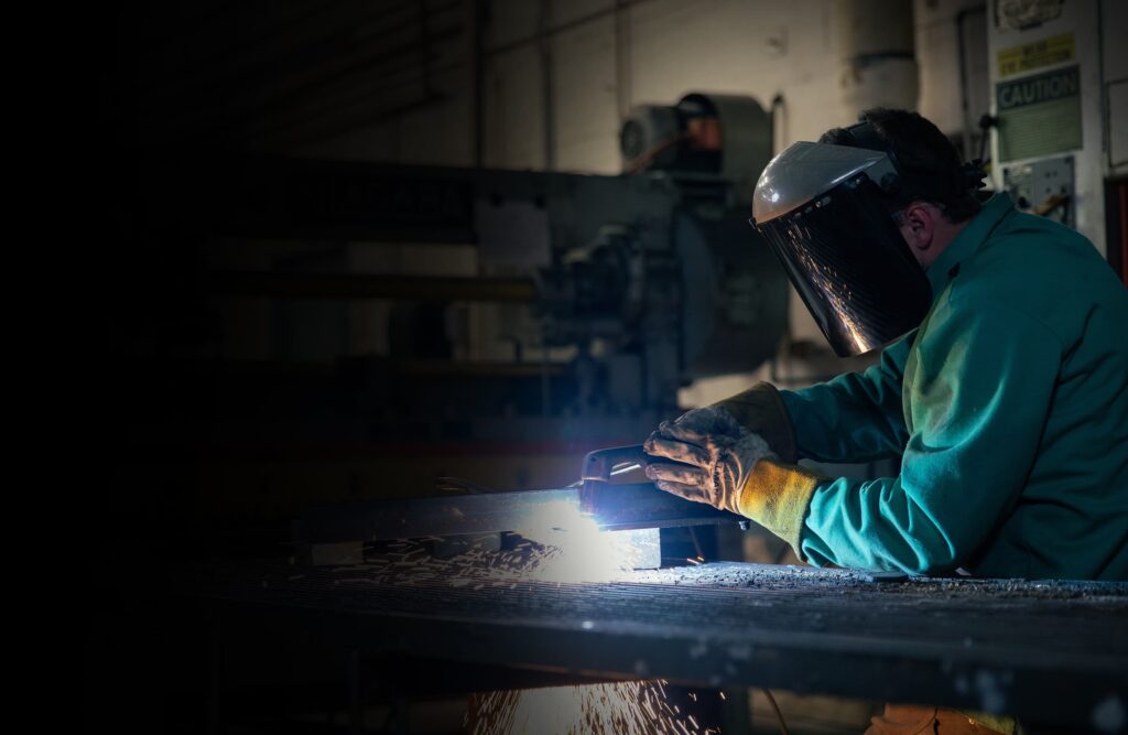 Welder working in a workshop
