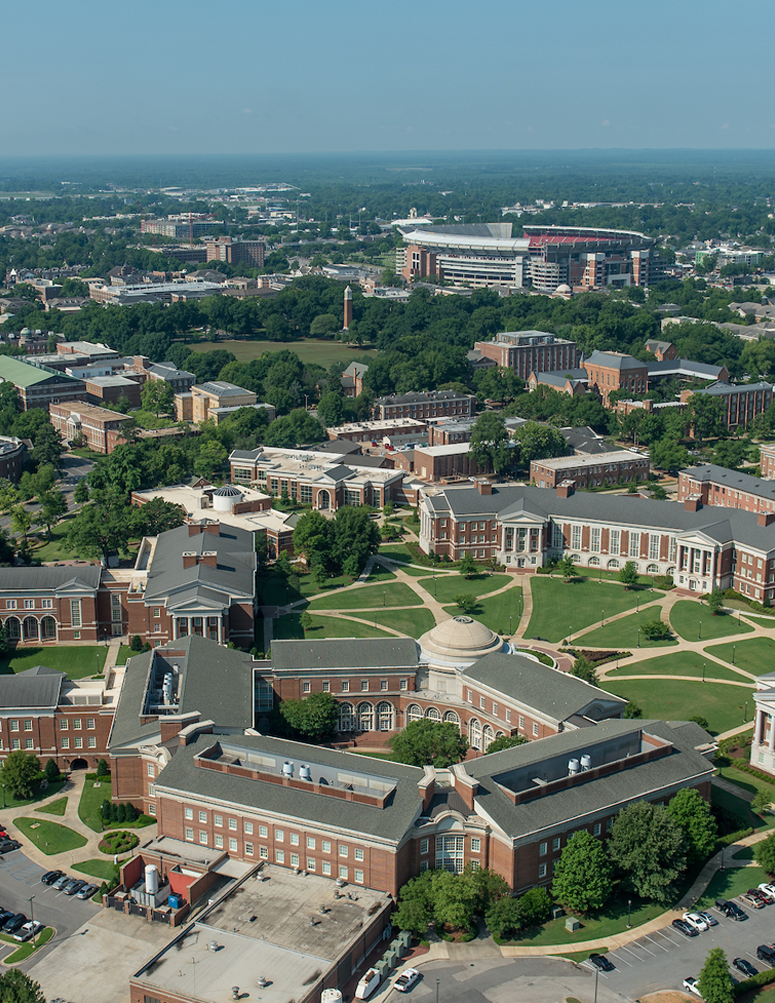 Aerial view of UA campus
