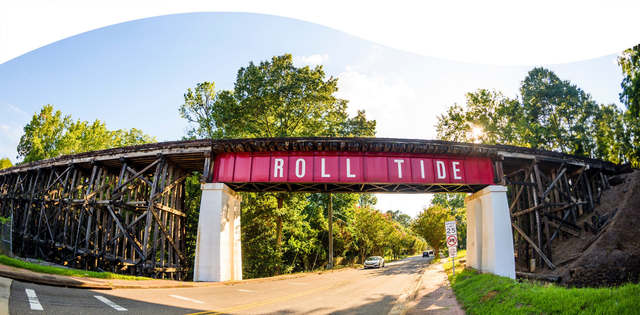 Underside view of Roll Tide bridge.