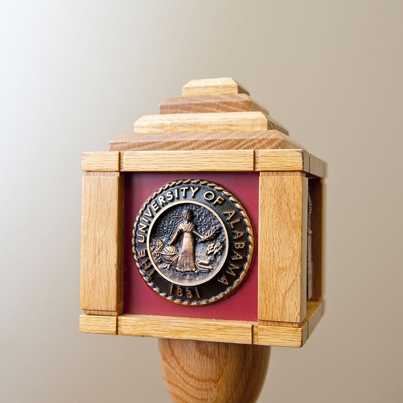 ceremonial mace side showcasing the UA seal