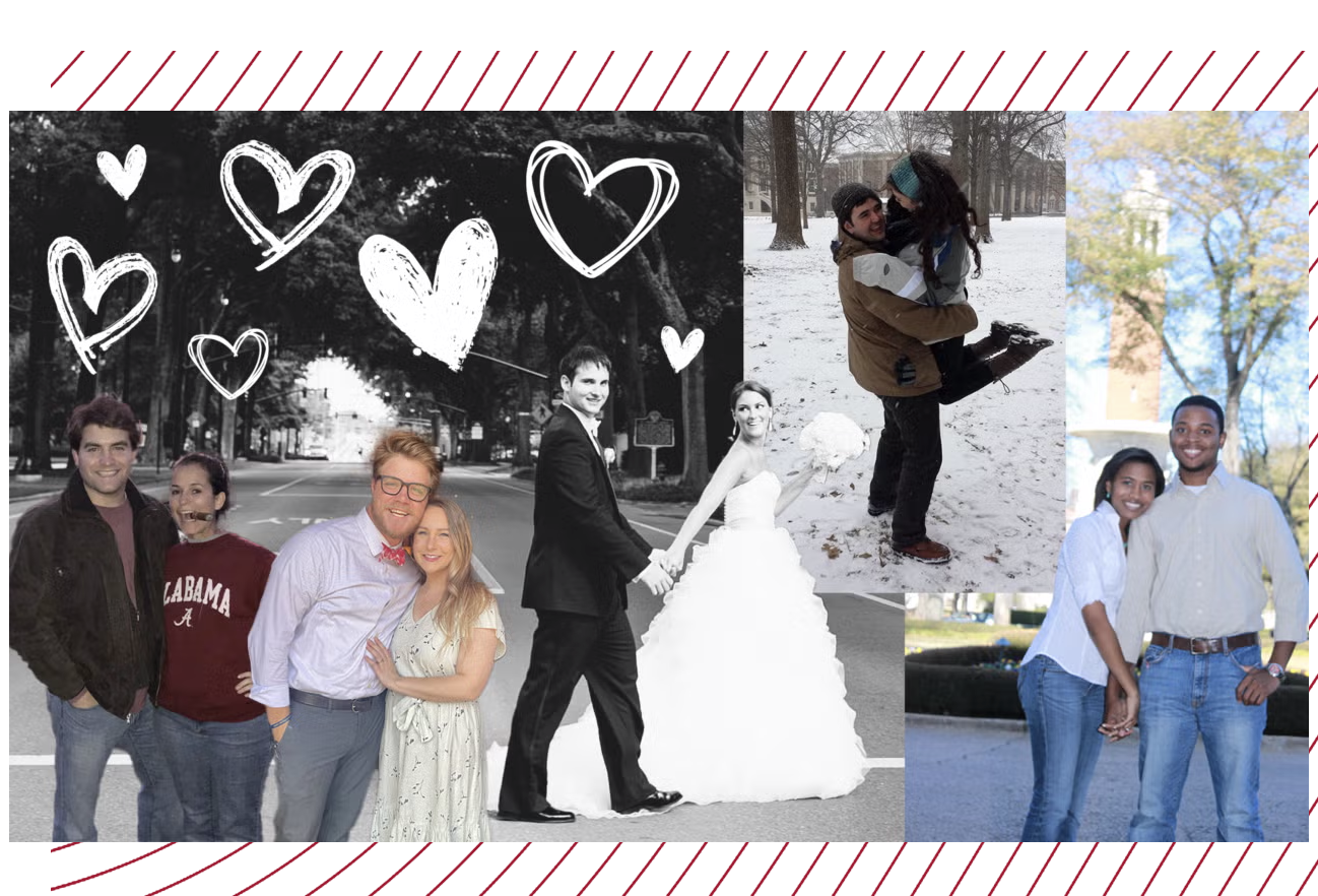 Collage of photos showing couples that met at UA